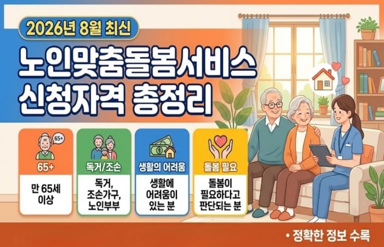 노인맞춤돌봄서비스 신청자격 총정리 (2026년 8월 최신)